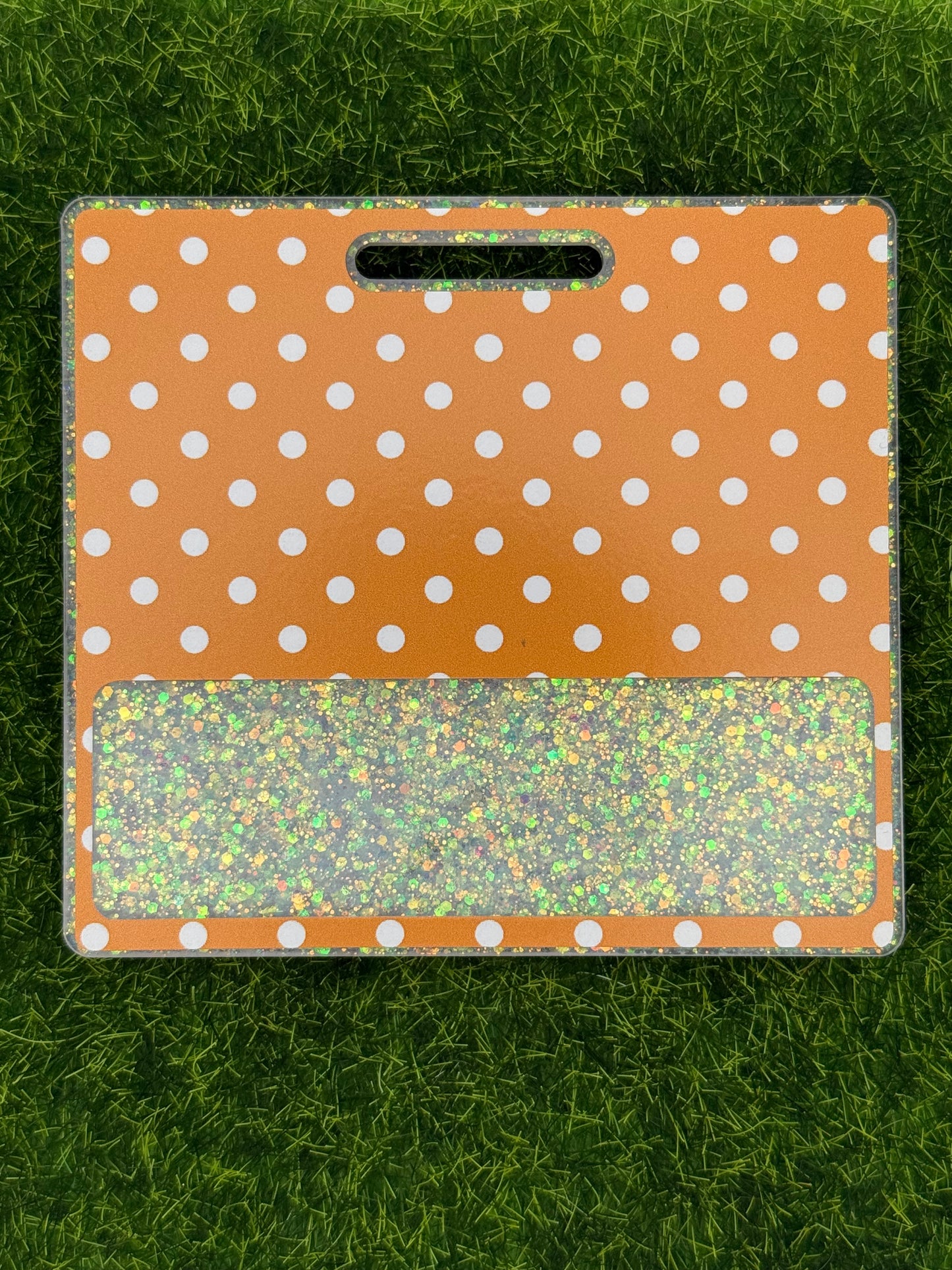 Orange and white polka dots-Badge Buddy