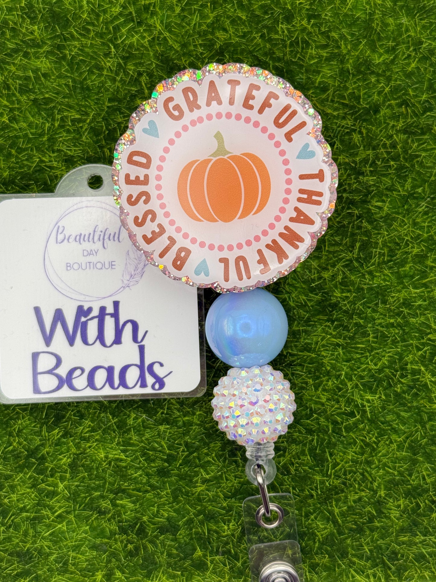 Grateful thankful blessed pumpkin-pink