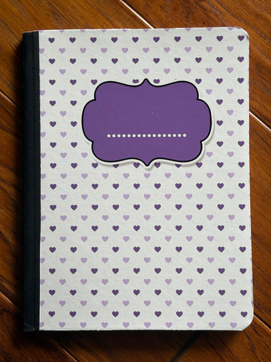 Purple Hearts notebook-Wide Ruled