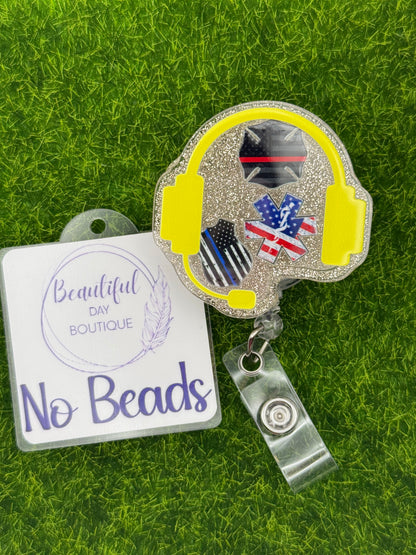 First responder headset-white glitter-shaker