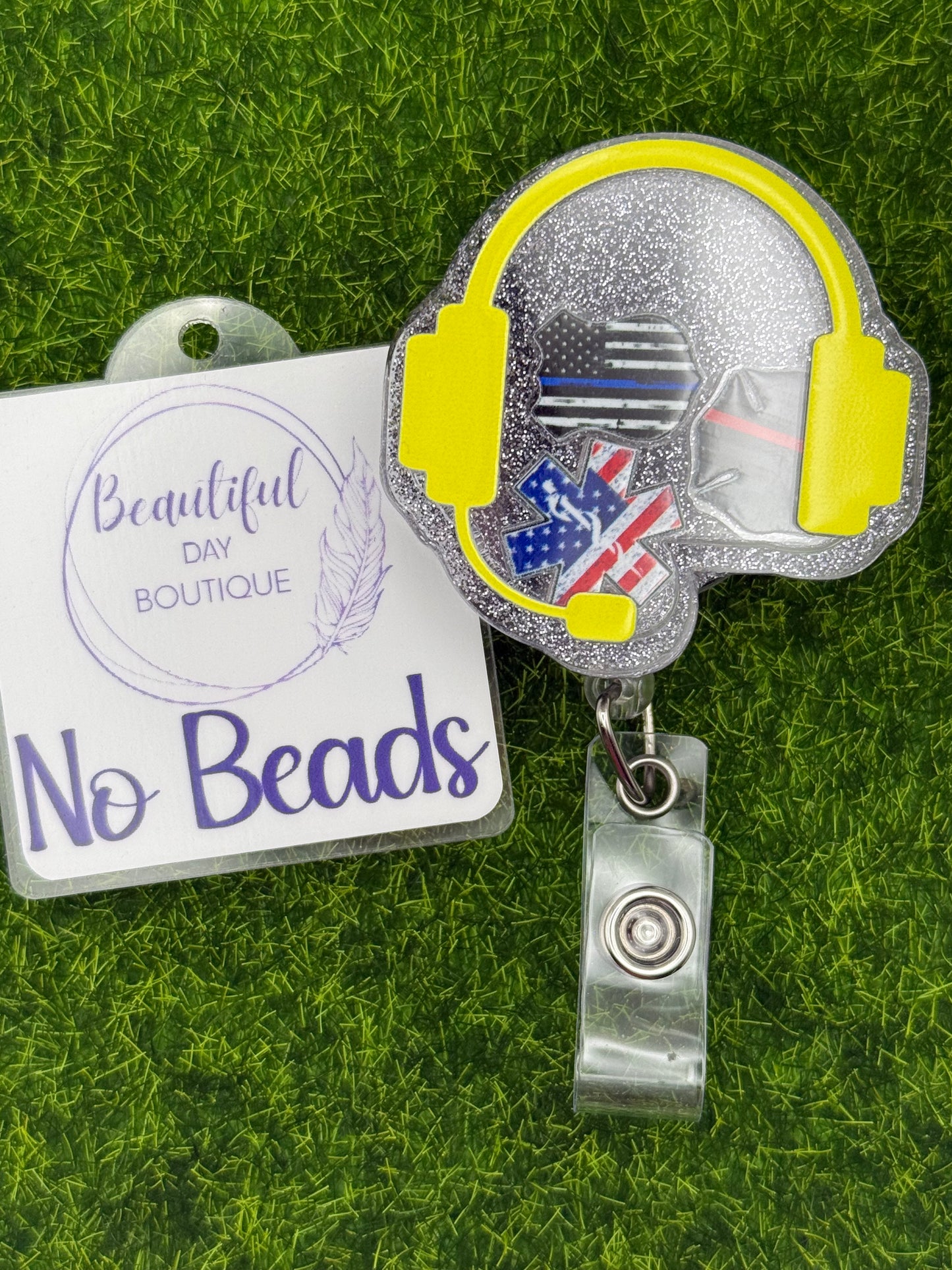 First responder head set-black glitter-shaker