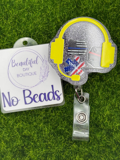 First responder head set-black glitter-shaker