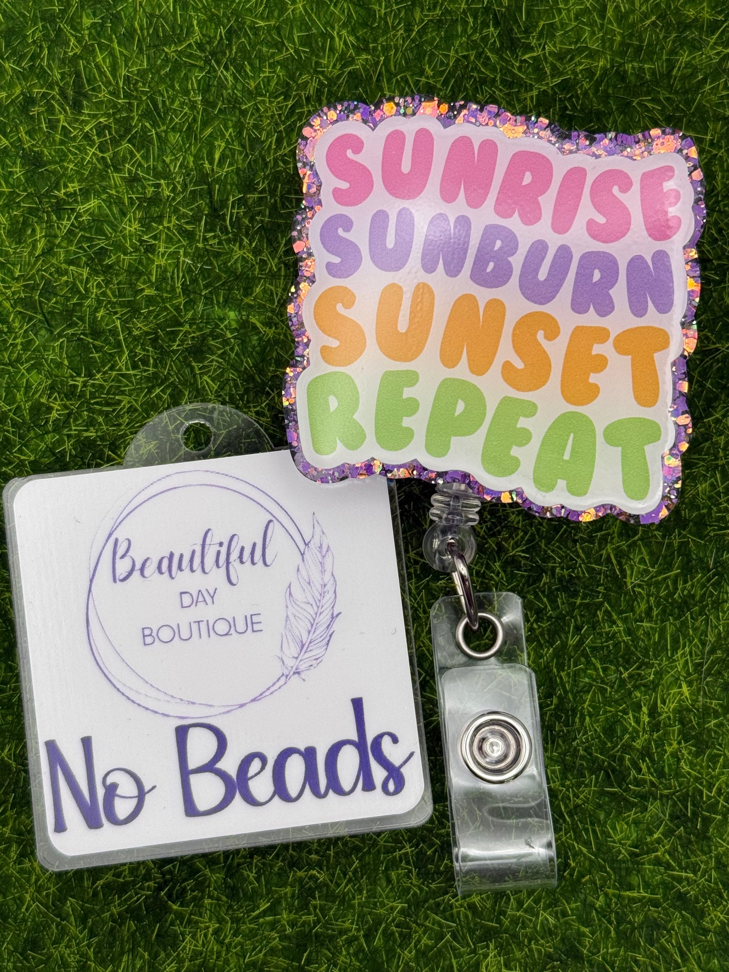 Sunrise sunburn sunset repeat-Purple glitter