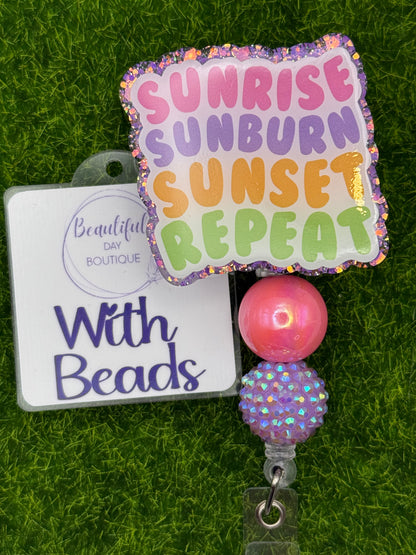 Sunrise sunburn sunset repeat-Purple glitter