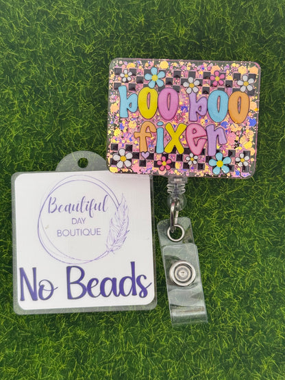 Boo Boo fixer- retro daisies pink glitter