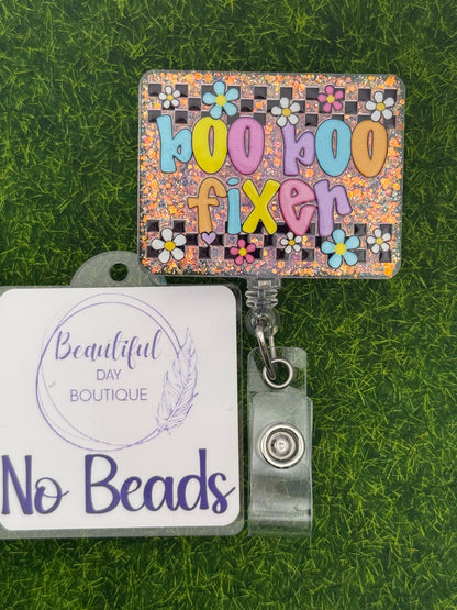 Boo Boo Fixer-retro daisies purple glitter