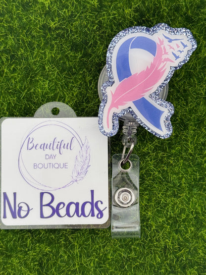 Pink and blue ribbon. Loss awareness-blue glitter