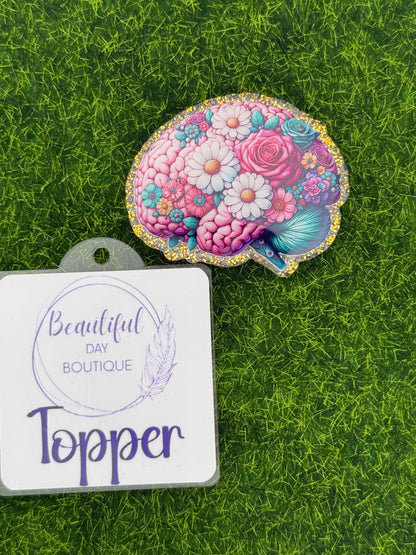 Floral brain pink and teal