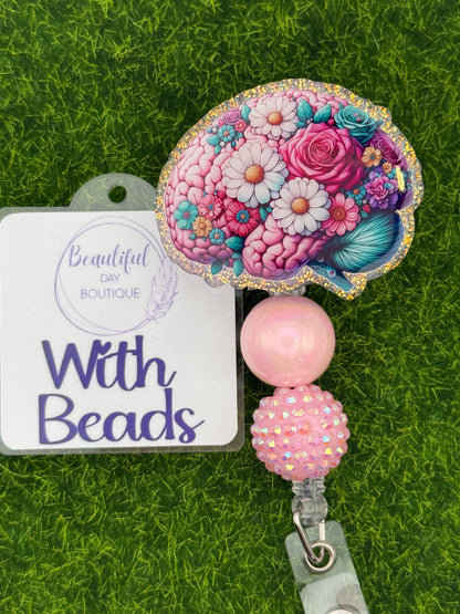 Floral brain pink and teal