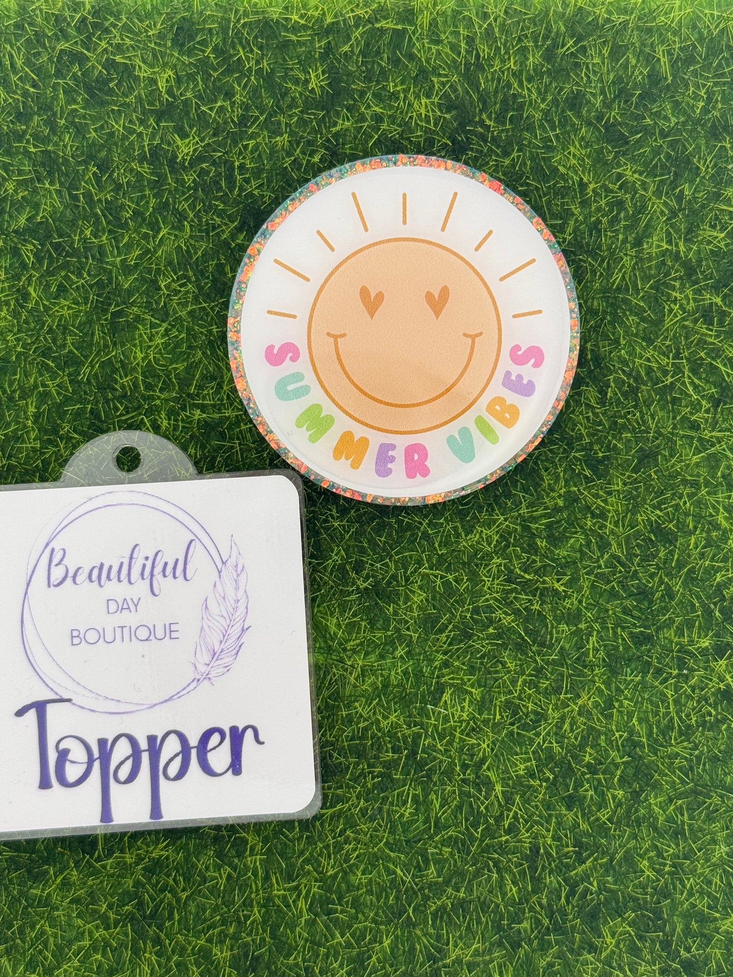 Summer vibes-circle blue glitter