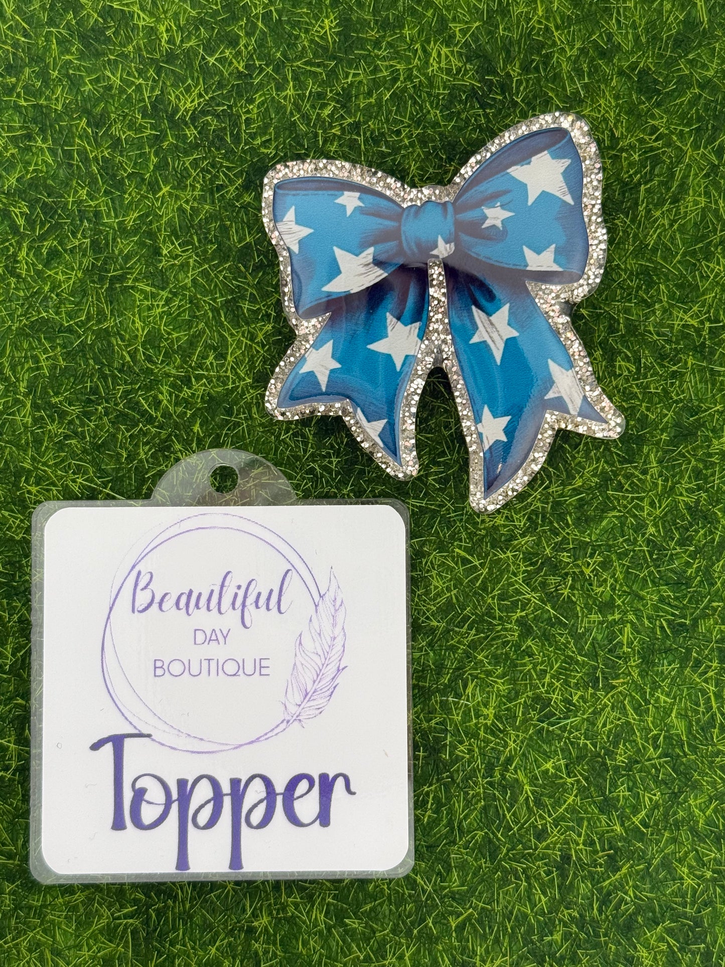 Blue bow white stars