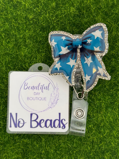 Blue bow white stars