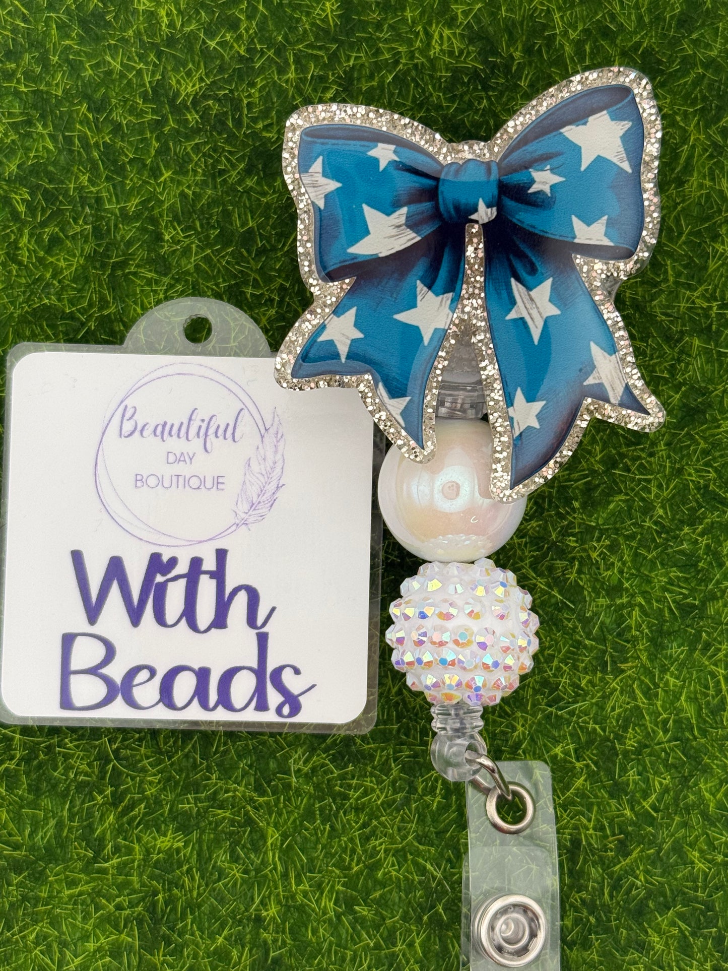Blue bow white stars