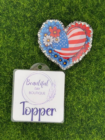 USA flag/floral heart