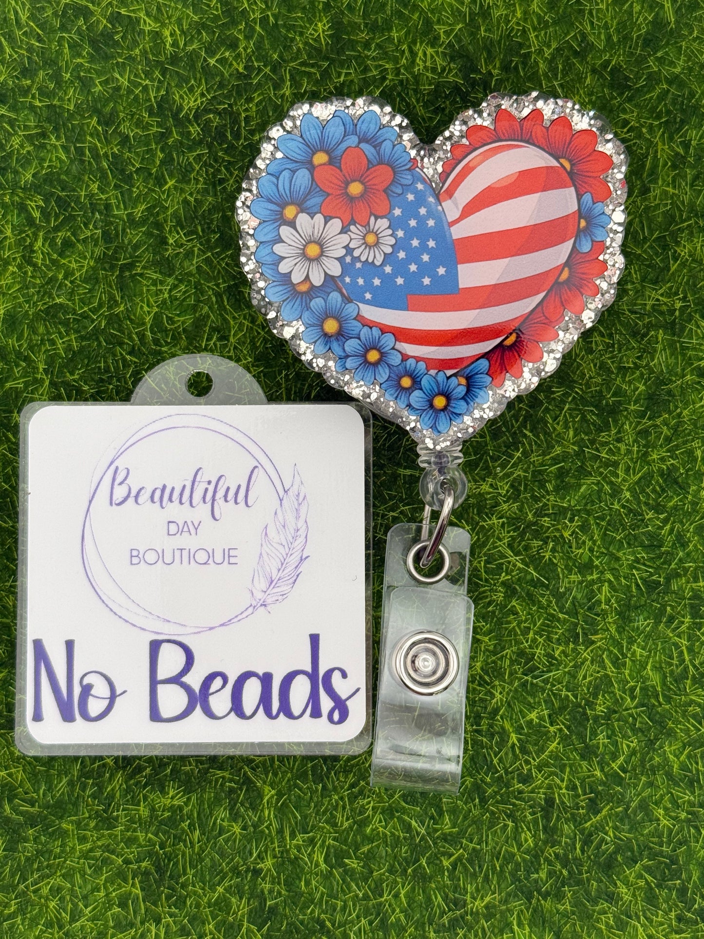 USA flag/floral heart