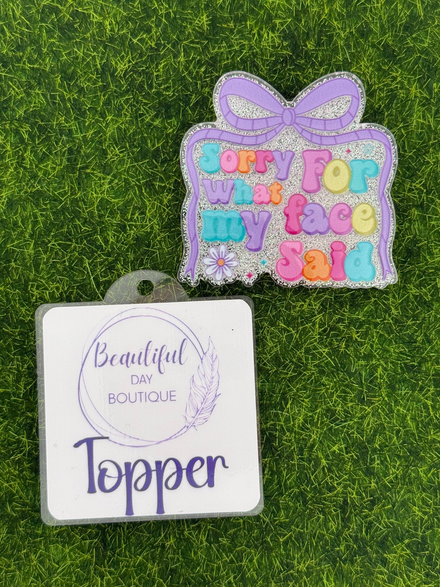 Sorry for what my face said-purple bow