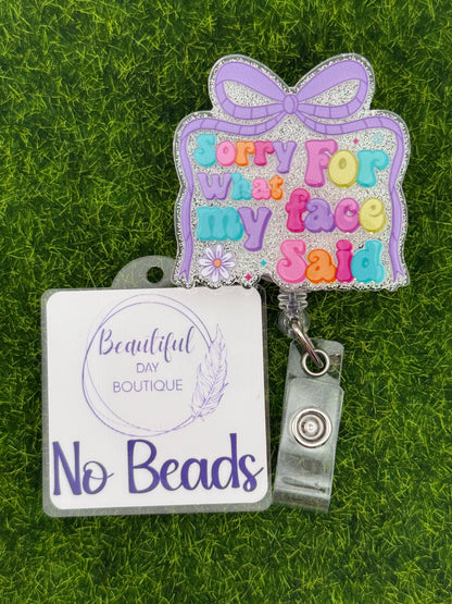 Sorry for what my face said-purple bow