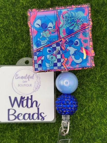 Blue Alien-quad pic pink/blue