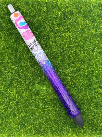 L&D purple glitter inkjoy pen