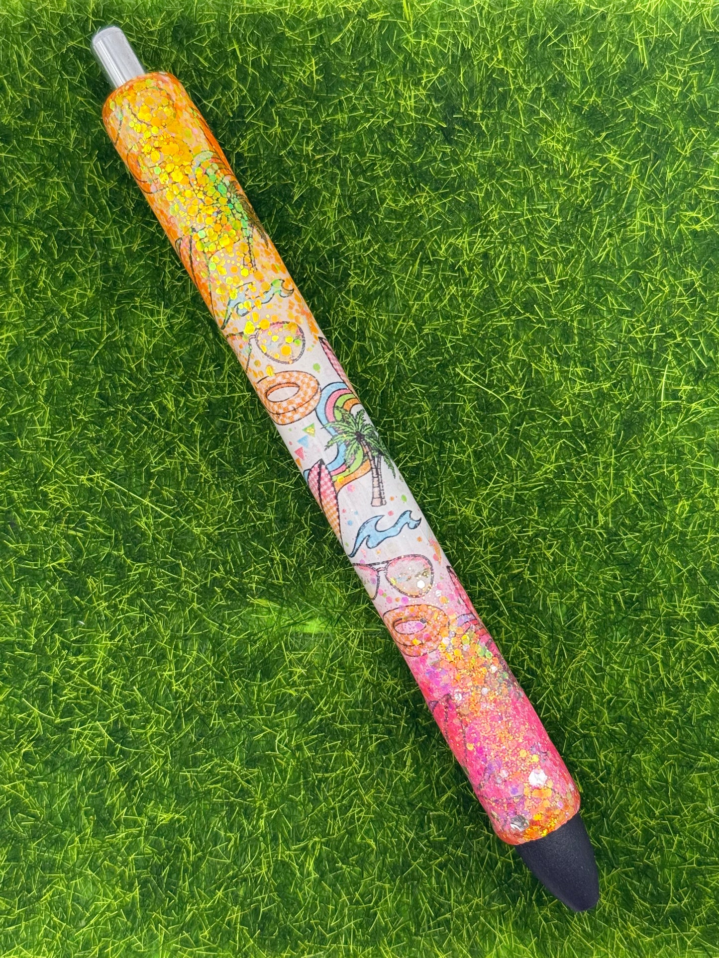 Summer orange/pink glitter inkjoy pen