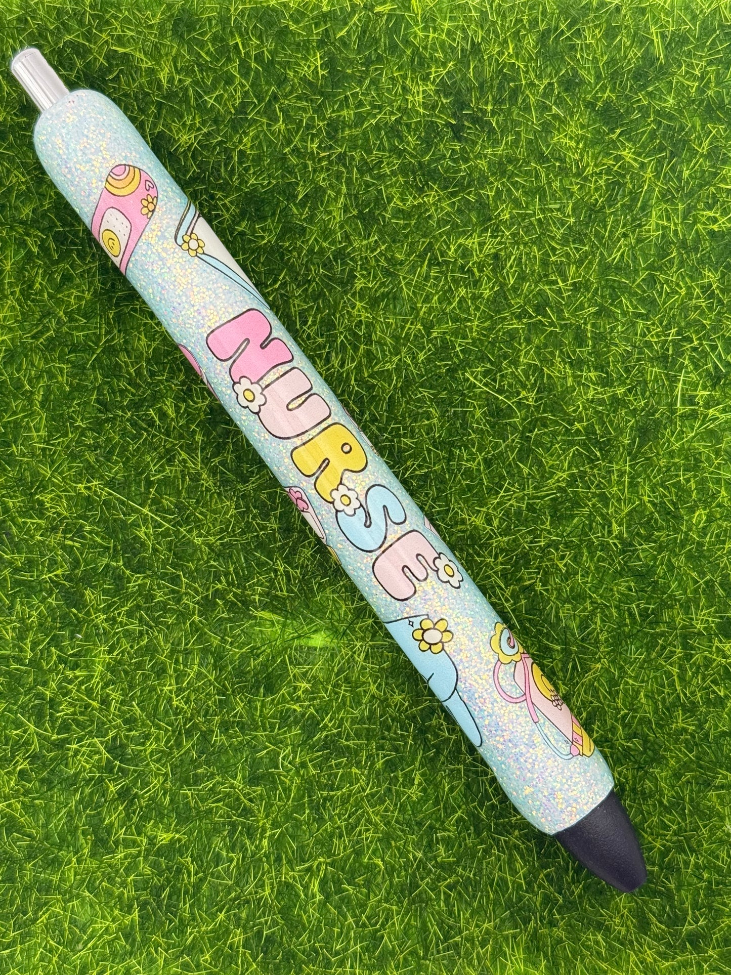NURSE light blue glitter inkjoy pen