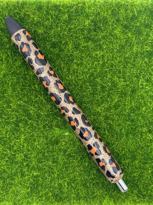 Leopard on gold glitter inkjoy pen
