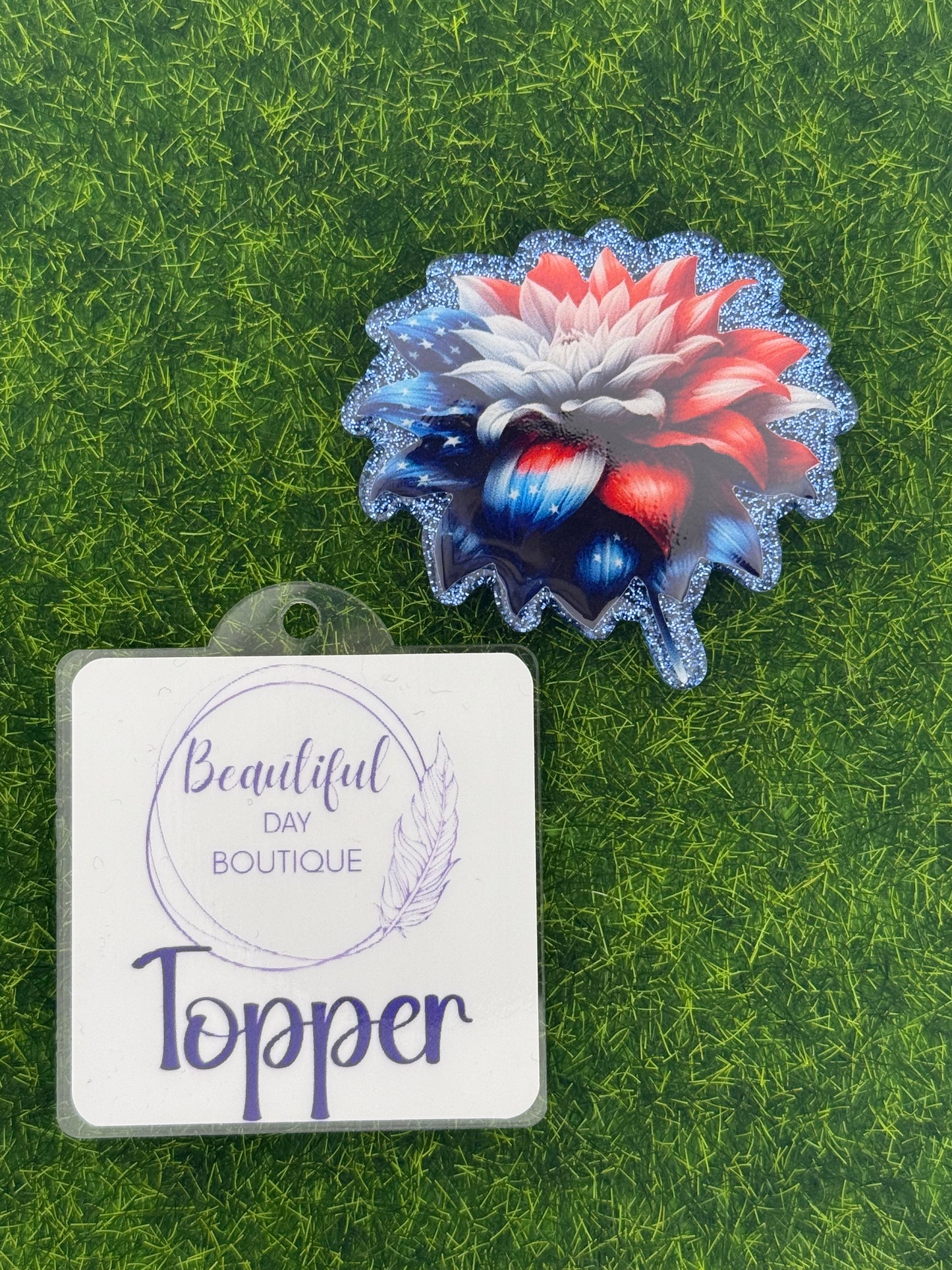 Red white and blue flower