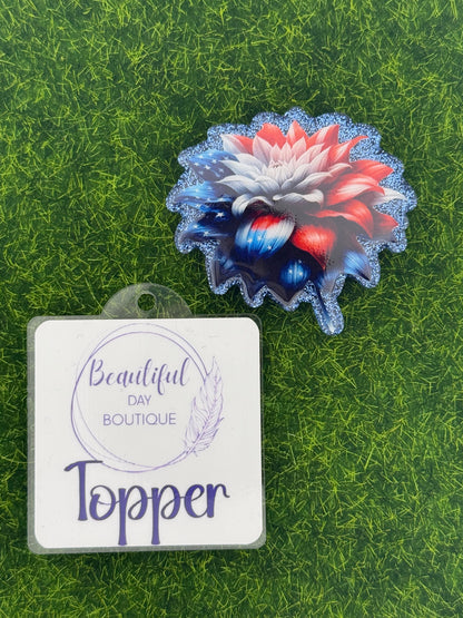 Red white and blue flower