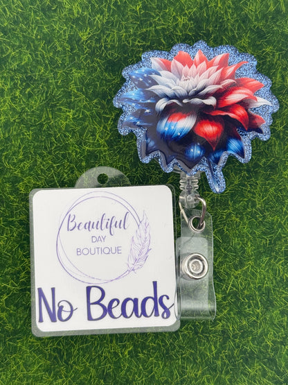 Red white and blue flower