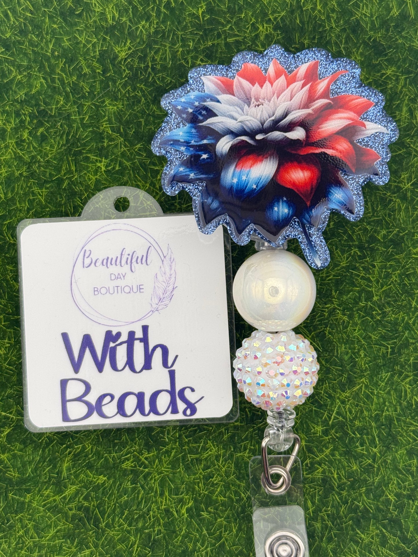 Red white and blue flower