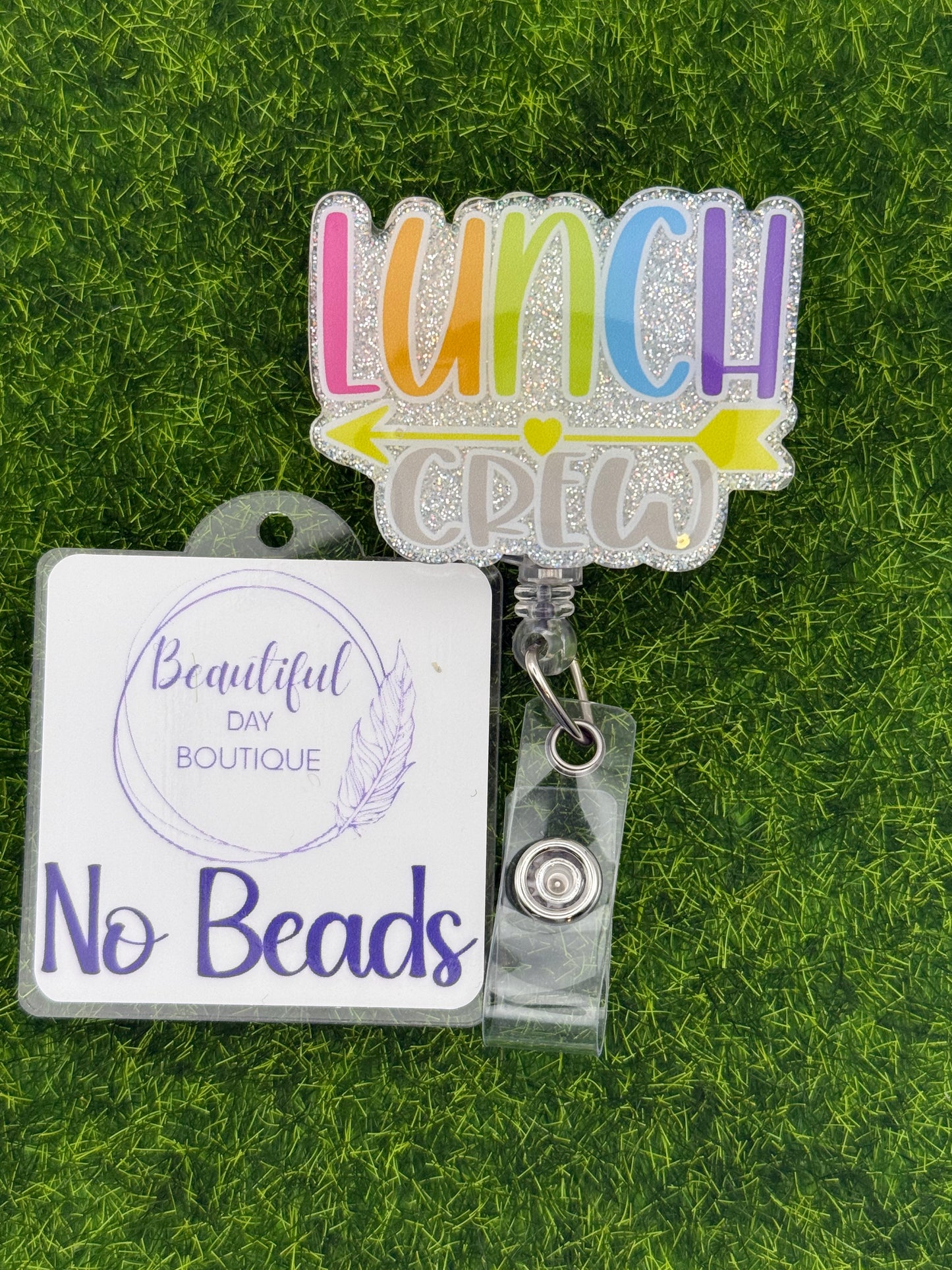 Lunch Crew white glitter