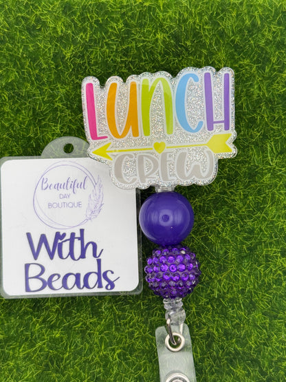 Lunch Crew white glitter