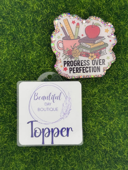Progress over perfection-pink glitter