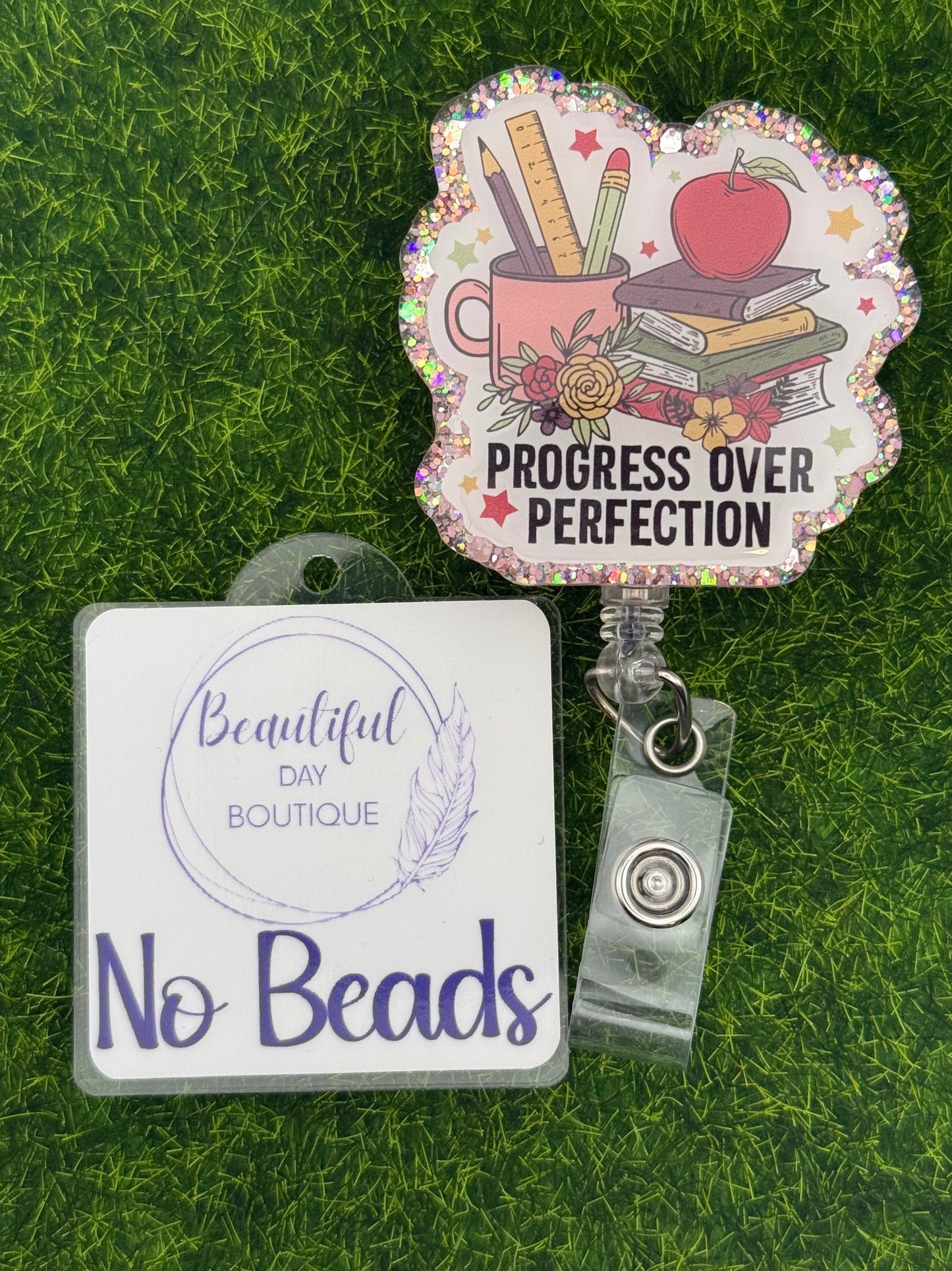 Progress over perfection-pink glitter