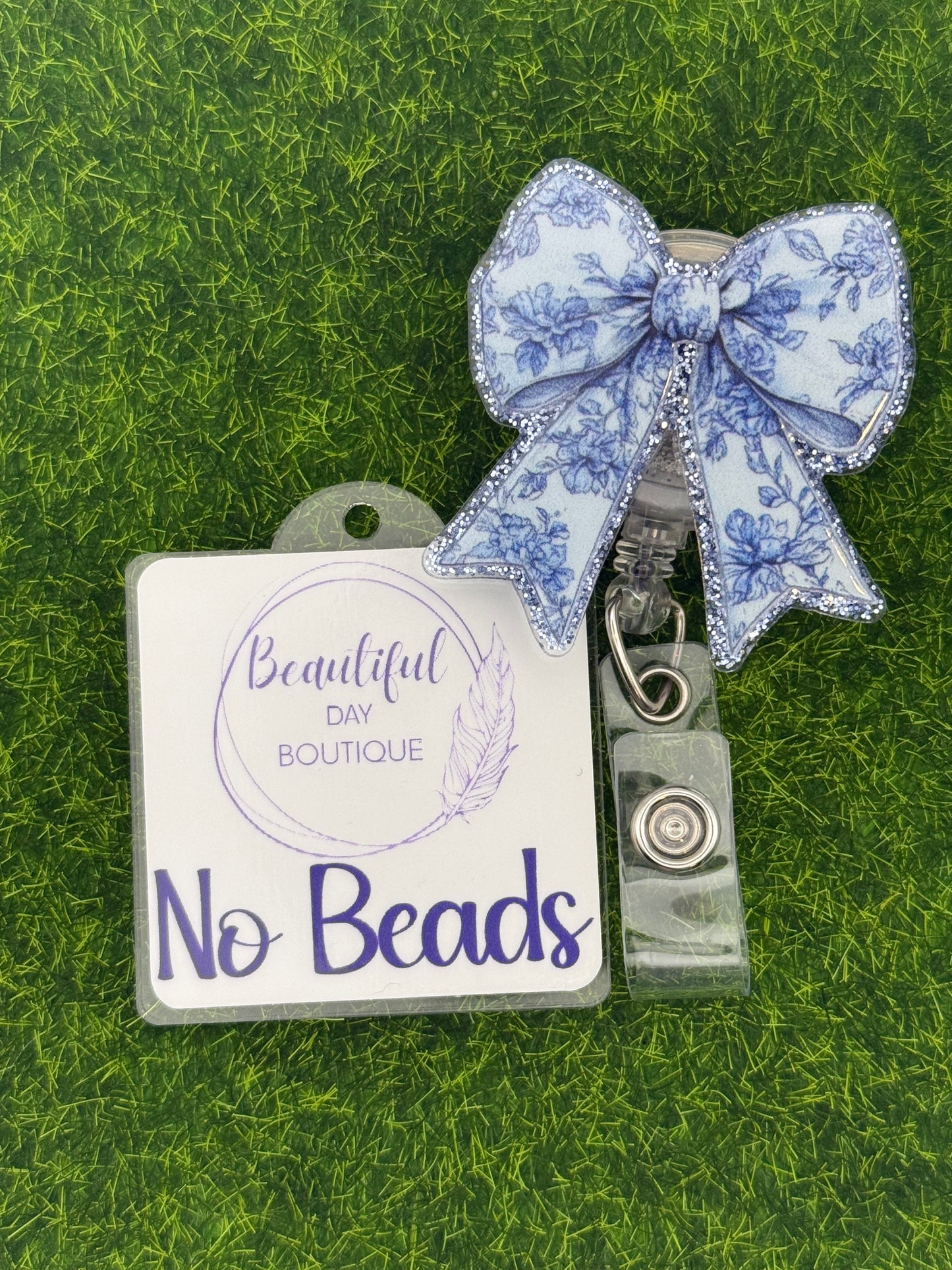 Blue floral bow