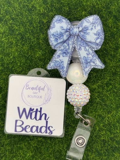 Blue floral bow