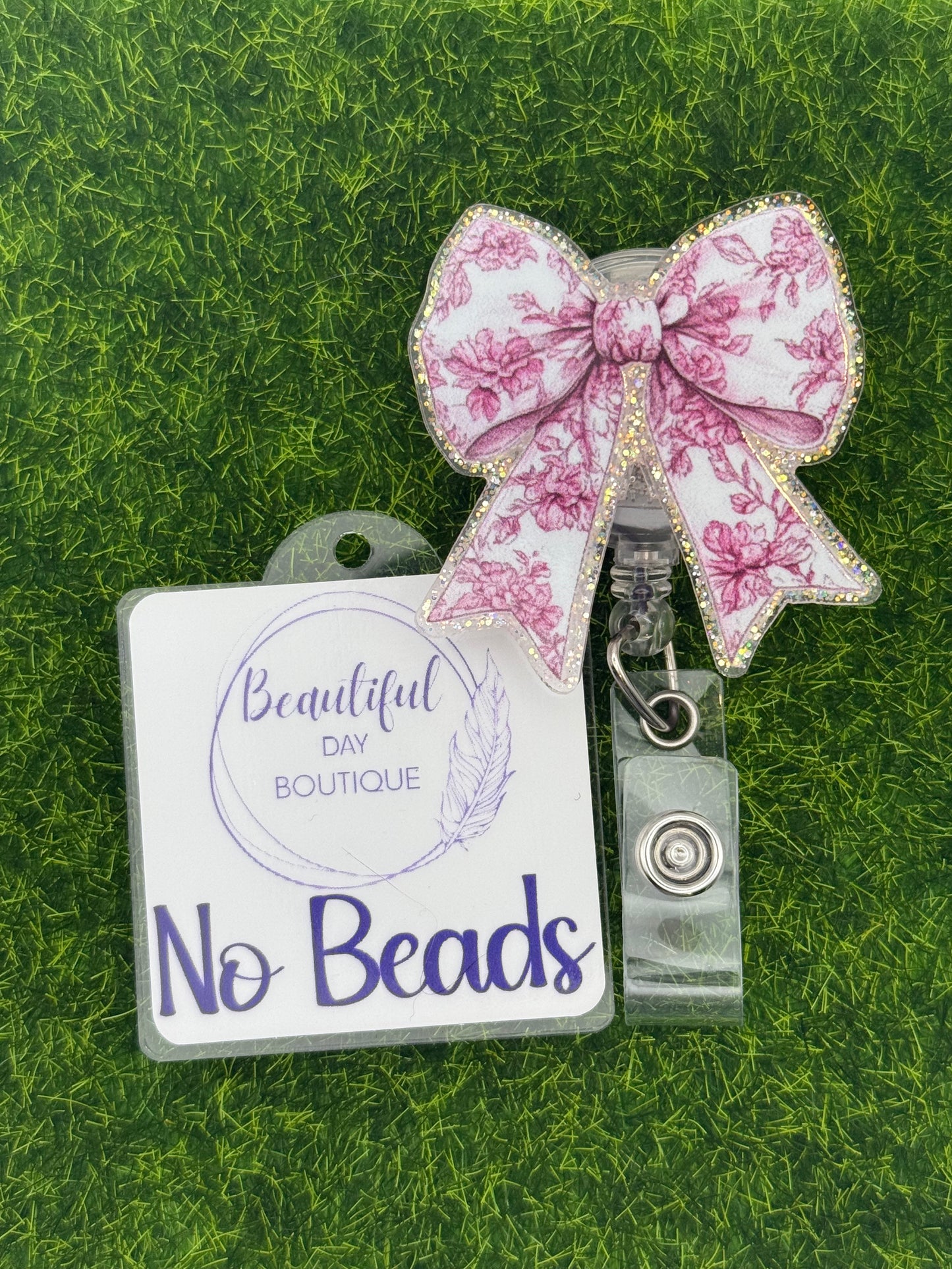 Pink floral bow