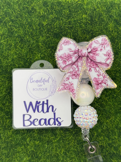 Pink floral bow