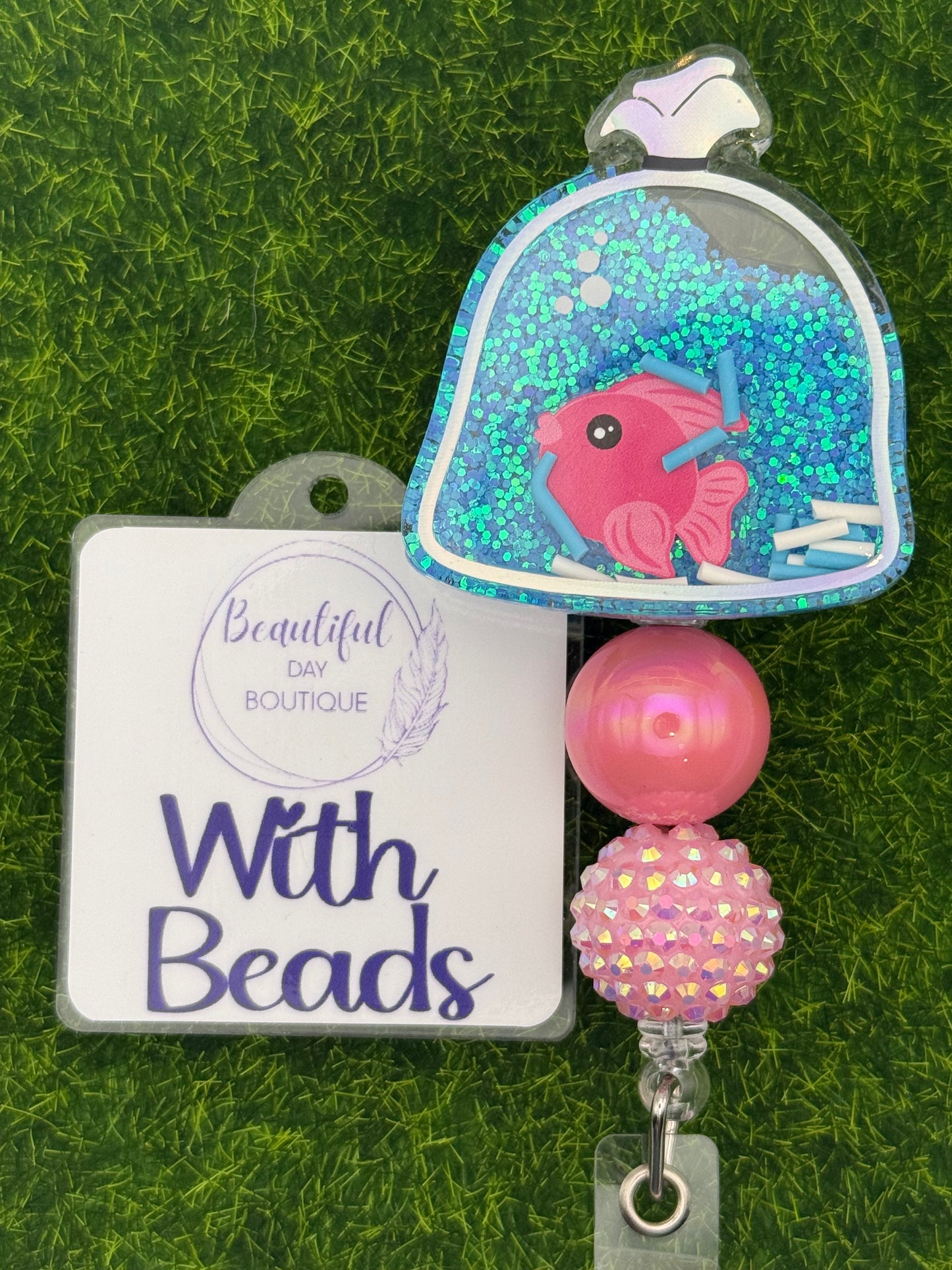 Fish bag shaker-pink fish