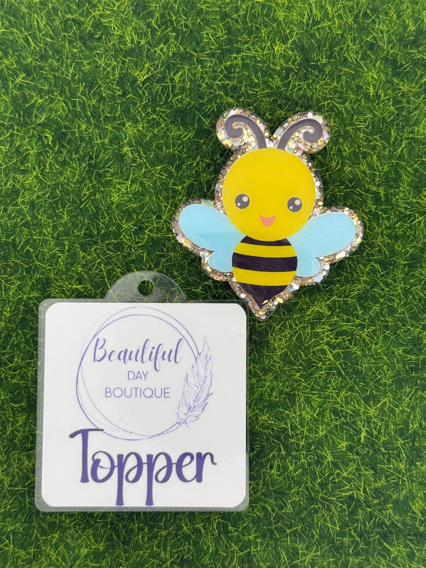 Bee gold glitter blue wings