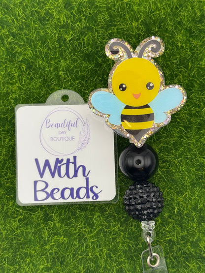 Bee gold glitter blue wings