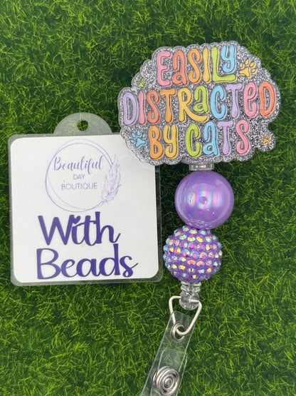 Easily distracted by cats-black glitter