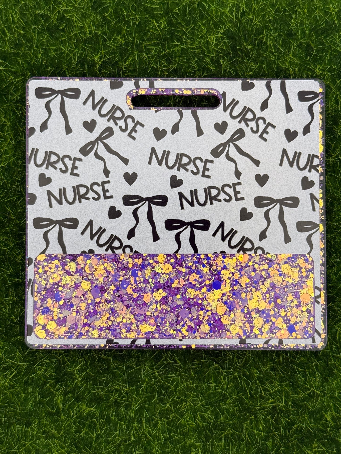 Nurse bows purple glitter-Badge Buddy