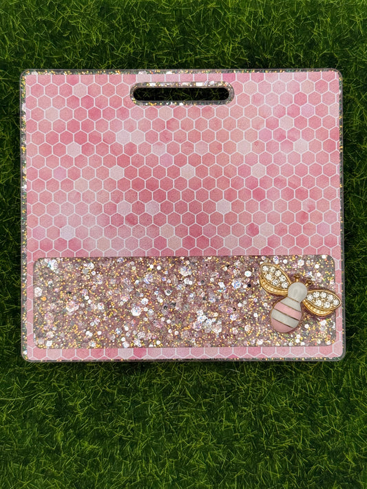 Pink bee honeycomb-Badge Buddy