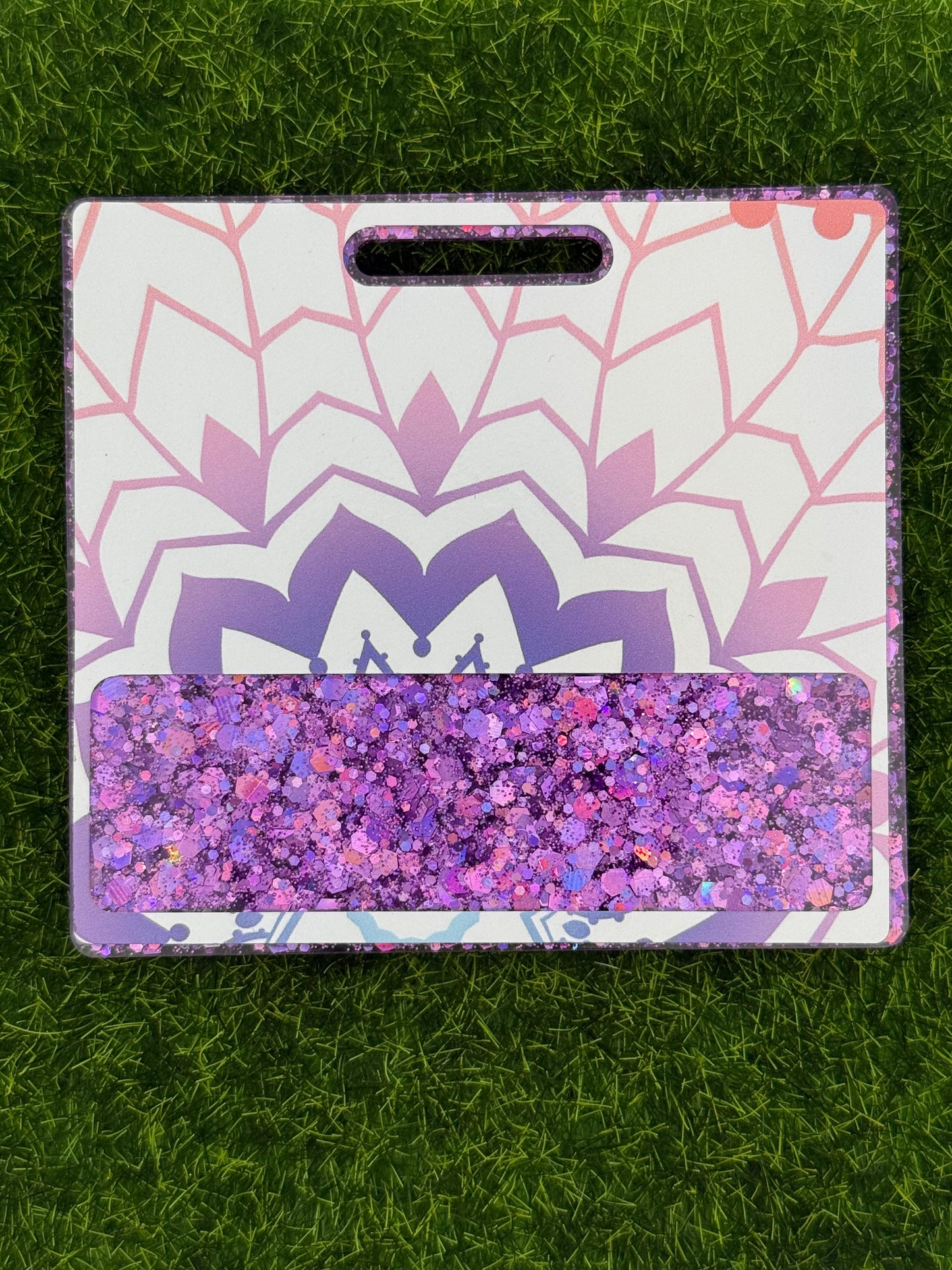 Purple glitter mandala-Badge Buddy