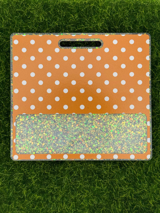 Orange and white polka dots-Badge Buddy