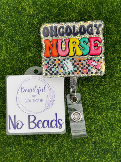 Oncology nurse retro silver glitter