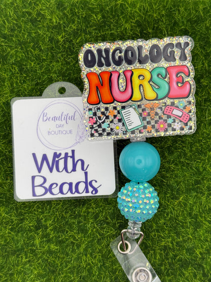 Oncology nurse retro silver glitter