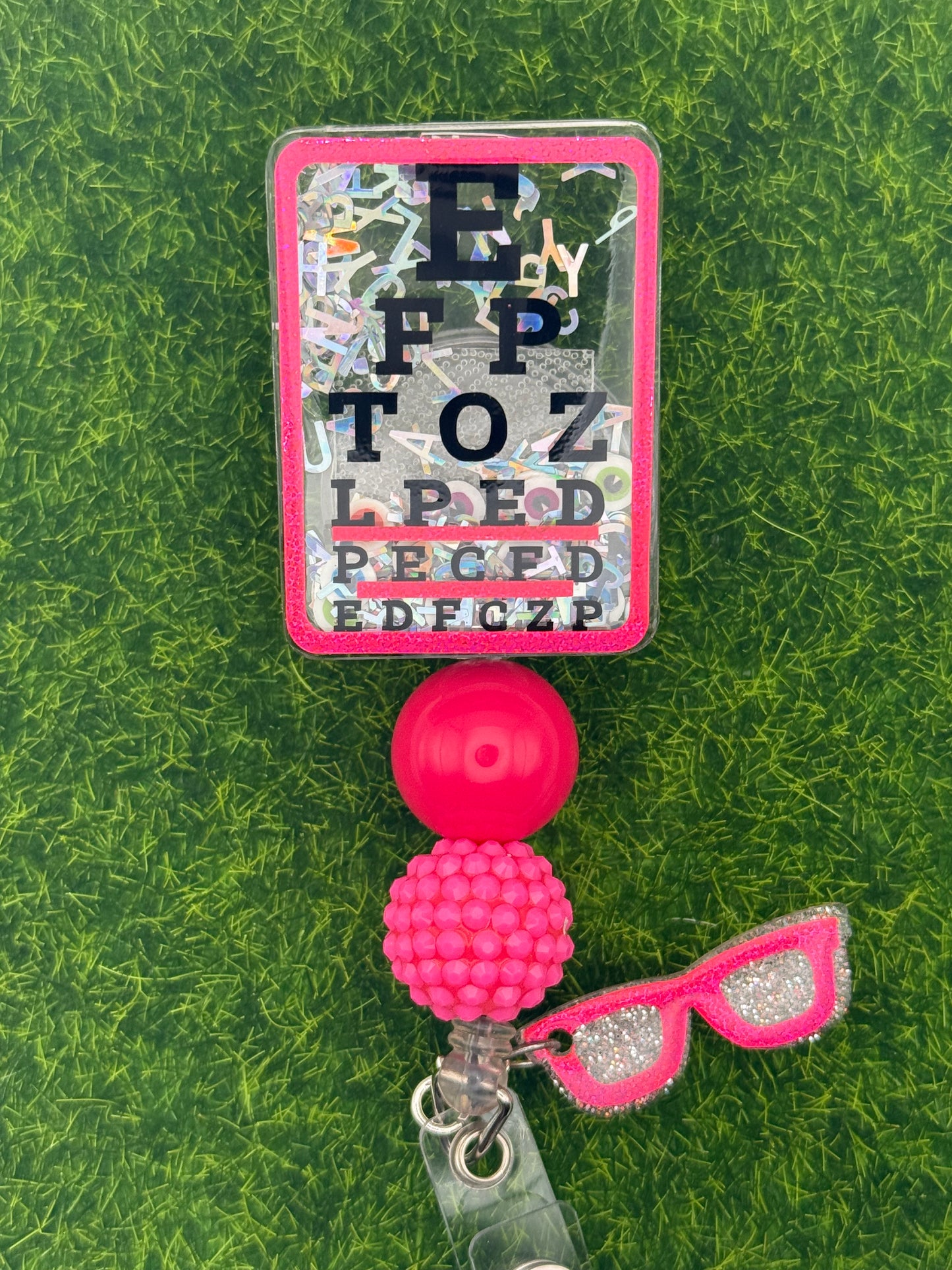 Eye chart shaker pink-full reel with charm