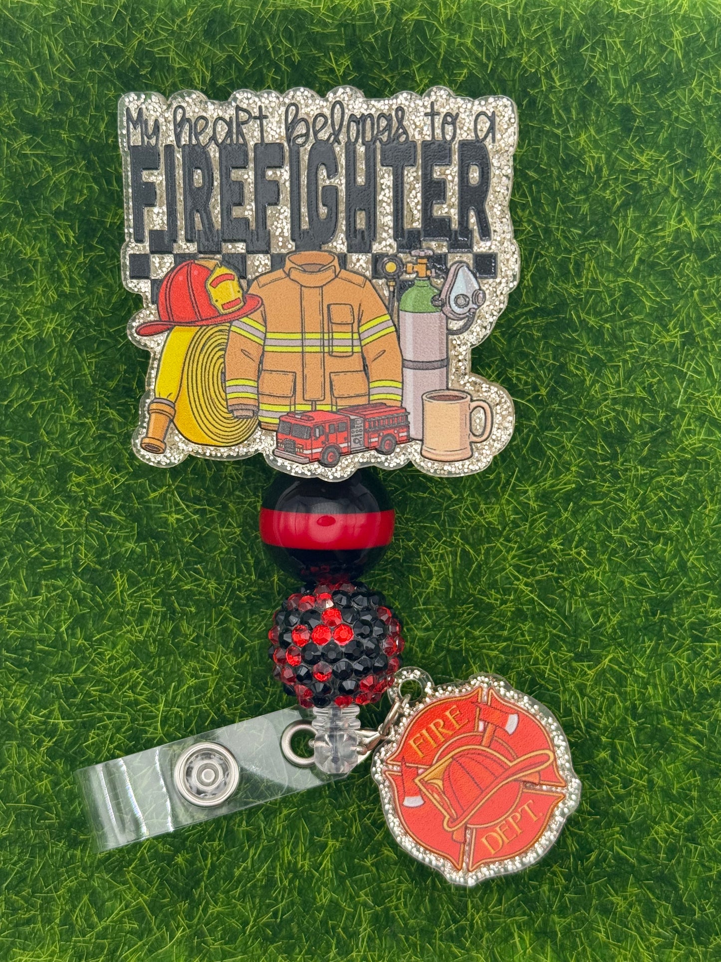 Heart belongs to firefighter-Full reel with charm